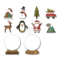 FUSTELLA THINLITS SET X11 TINY SNOWGLOBES BY TIM HOLTZ