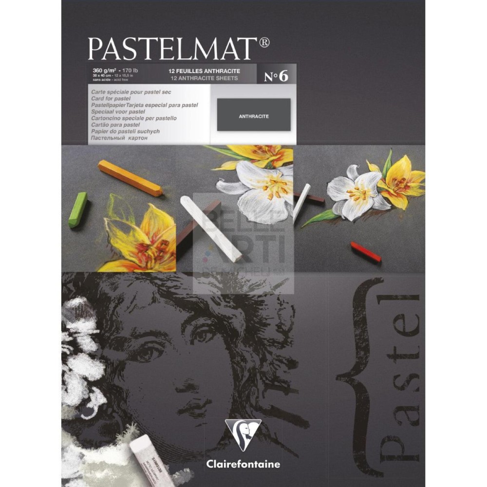 BLOCCO CARTA PASTELMAT 360 GR 12F 24X30 COL. ANTRACITE SEL. 6