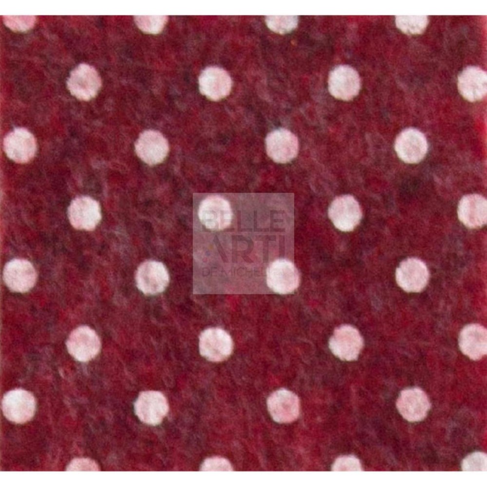 PANNO LENCI 1 MM 30X40 CM ROSSO MELANGE/BIANCO A POIS