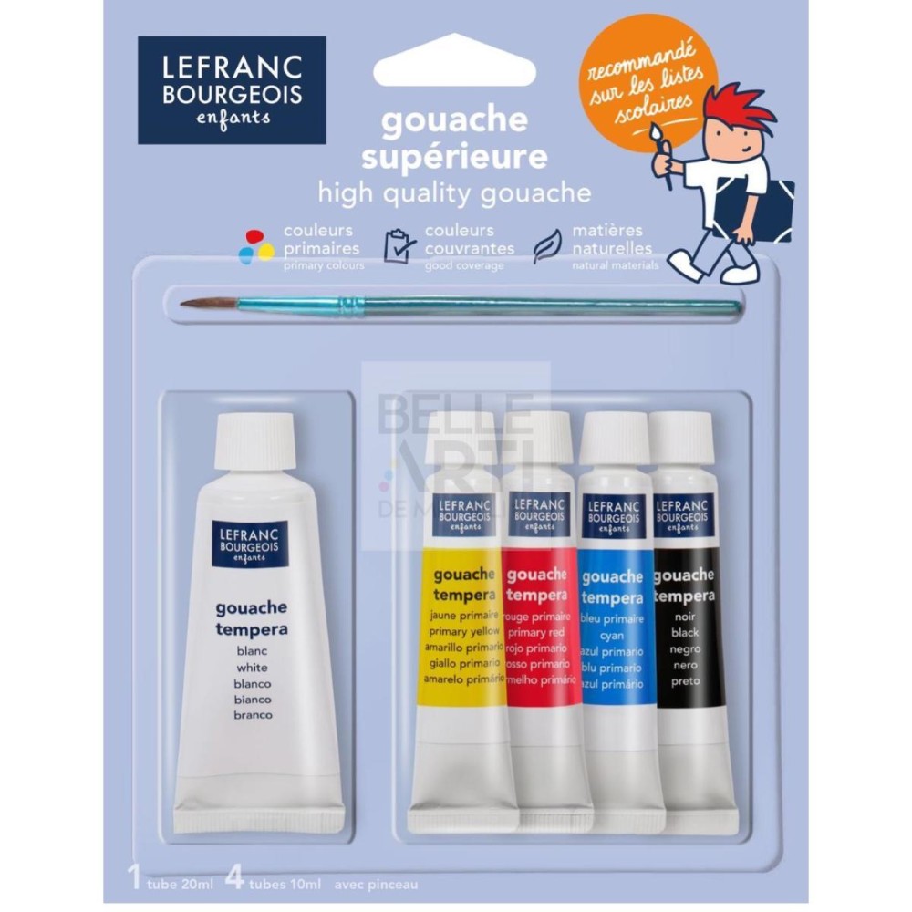 TEMPERA PRONTA " ENFANTS " L&B 4 TUBI DA 10 ML + 1 TUBO DA 20 ML + PENNELLO