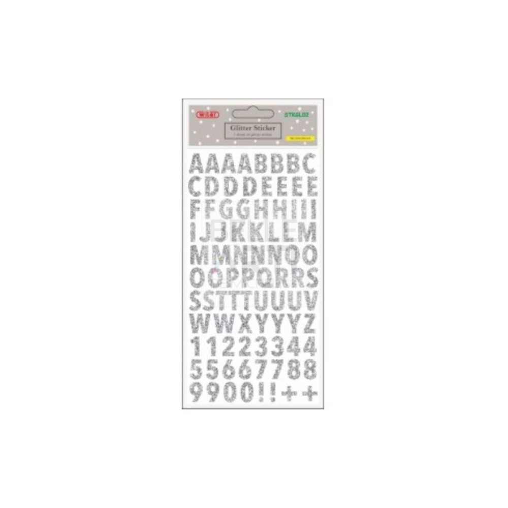 ETICHETTE ADESIVE STIKERS ALFABETO ARGENTO GLITTER