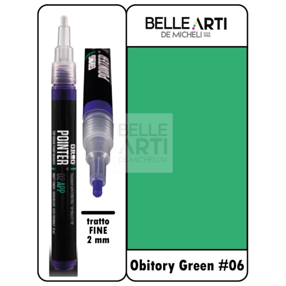Pointer 02 Punta Punta Tonda Base acrylique 06 Green obitoire