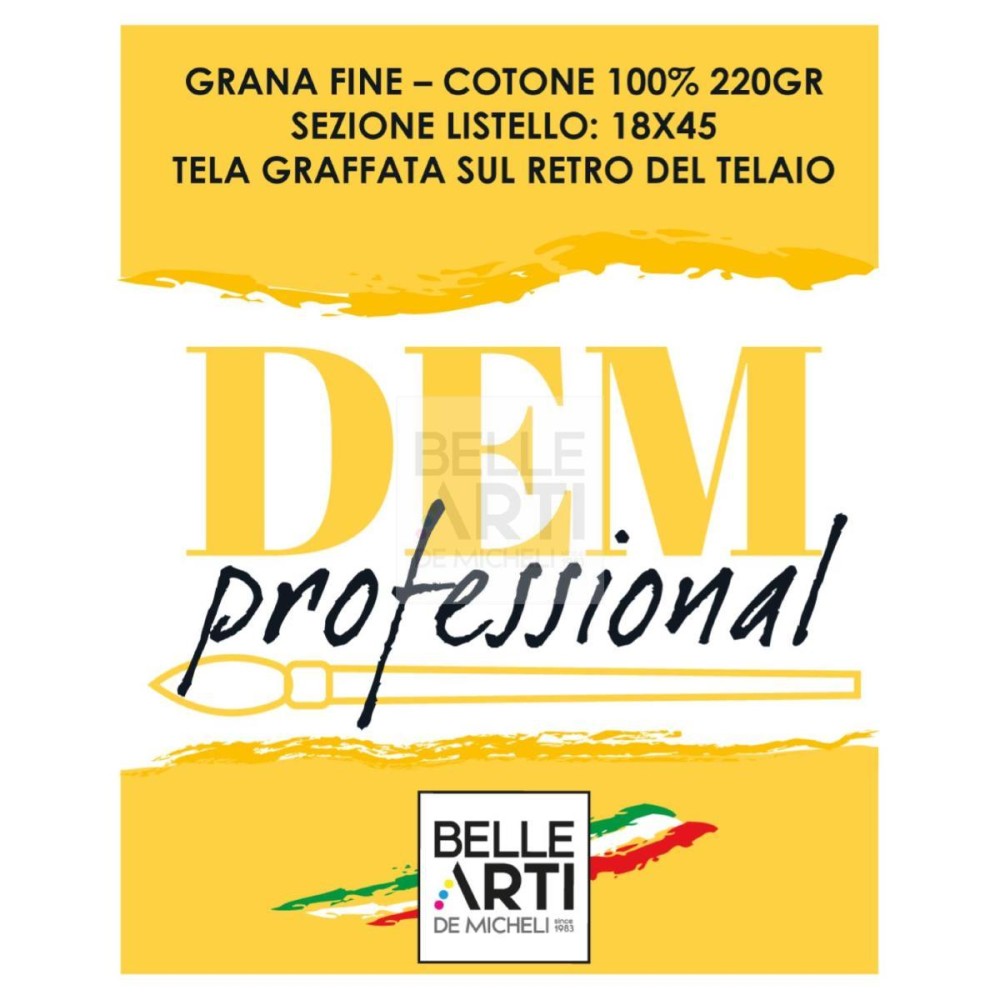 TELA PER PITTURA 40X80 T " DEM PROFESSIONAL " GRANA FINE 100% COTONE RETRO ANTIMUFFA