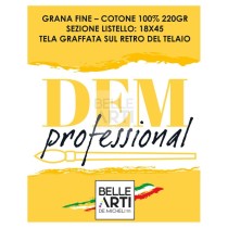 TELA PER PITTURA 50X80 " DEM PROFESSIONAL " GRANA FINE 100% COTONE RETRO ANTIMUFFA