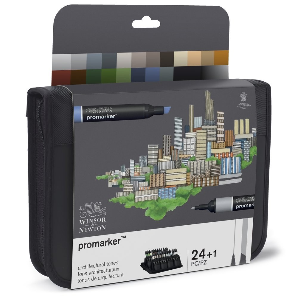 PENNARELLO PROMARKER CONFEZIONE WALLET " ARCHITETTURA " SET 24 PENNARELLI + ASTUCCIO CON CHIUSURA