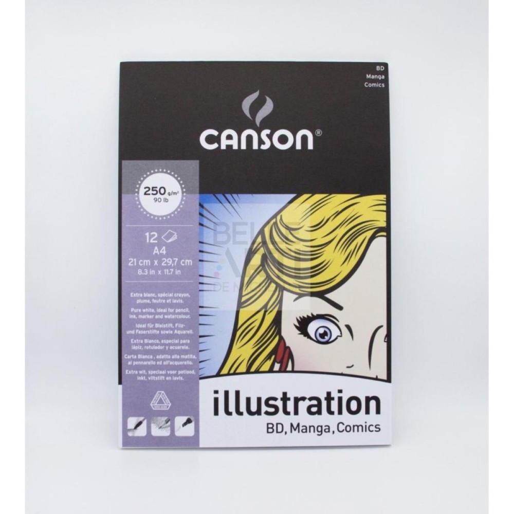 BLOCCO CARTA PER ILLUSTRAZIONI E FUMETTO " ILLUSTRATION " 12 FG A4 250 GR