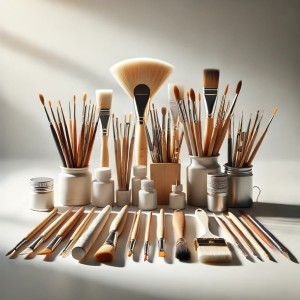 Large assortiment de pinceaux naturels et synthétiques